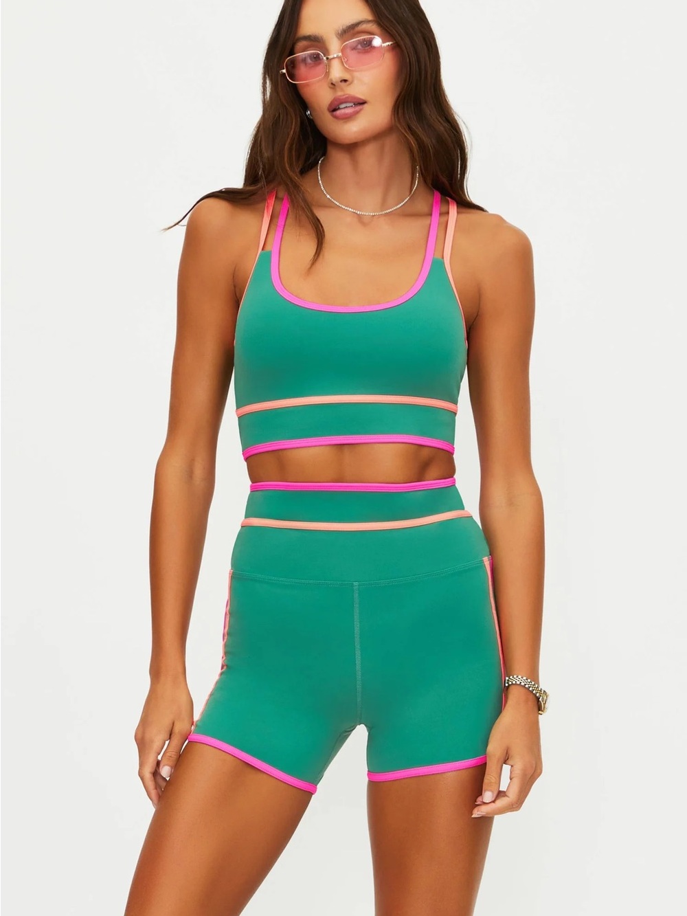 Beach Riot Anari Top Rally Green Colorblock